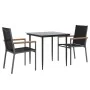 Juego de comedor para jardín 3 piezas acero y textilene negro by , Garden sets - Ref: Foro24-3187033, Price: 230,75 €, Discou...
