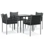Juego comedor jardín 5 piezas y cojines ratán sintético y acero de , Conjuntos de jardín - Ref: Foro24-3187052, Precio: 430,6...