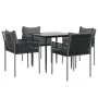 Juego comedor jardín 5 piezas y cojines ratán sintético y acero de , Conjuntos de jardín - Ref: Foro24-3187052, Precio: 430,6...