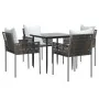 Juego comedor jardín 5 piezas y cojines ratán sintético y acero von , Gartensets - Ref: Foro24-3187050, Preis: 395,54 €, Raba...