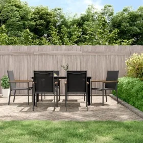 Juego de comedor para jardín 7 piezas acero y textilene negro by , Garden sets - Ref: Foro24-3187046, Price: 506,87 €, Discou...