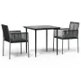 Set comedor jardín 3 pzas y cojines acero ratán sintético negro von , Gartensets - Ref: Foro24-3187065, Preis: 256,54 €, Raba...