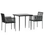 Set comedor jardín 3 pzas y cojines acero ratán sintético negro von , Gartensets - Ref: Foro24-3187065, Preis: 256,54 €, Raba...