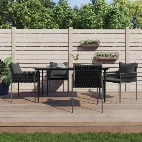 Juego comedor jardín 5 piezas y cojines ratán sintético y acero von , Gartensets - Ref: Foro24-3187059, Preis: 480,81 €, Raba...