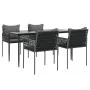Juego comedor jardín 5 piezas y cojines ratán sintético y acero by , Garden sets - Ref: Foro24-3187059, Price: 480,81 €, Disc...