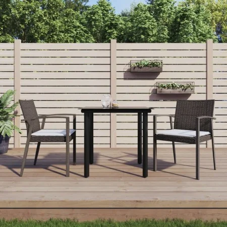 Juego comedor jardín 3 piezas y cojines ratán sintético y acero by , Garden sets - Ref: Foro24-3186985, Price: 223,41 €, Disc...