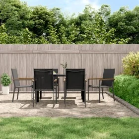Juego de comedor para jardín 7 piezas acero y textilene negro von , Gartensets - Ref: Foro24-3187044, Preis: 460,49 €, Rabatt: %