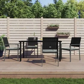 Juego comedor jardín 5 piezas y cojines ratán sintético y acero by , Garden sets - Ref: Foro24-3187025, Price: 316,75 €, Disc...