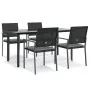 Juego comedor jardín 5 piezas y cojines ratán sintético y acero de , Conjuntos de jardín - Ref: Foro24-3187025, Precio: 316,7...