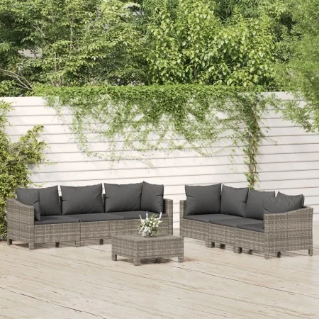 Set de muebles de jardín 7 pzas y cojines ratán sintético gris by , Garden sets - Ref: Foro24-3187266, Price: 615,67 €, Disco...