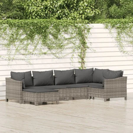 Set de muebles de jardín 6 pzas y cojines ratán sintético gris by , Garden sets - Ref: Foro24-3187291, Price: 478,94 €, Disco...