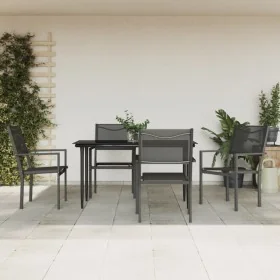 Juego de comedor para jardín 5 piezas acero y textilene negro von , Gartensets - Ref: Foro24-3200720, Preis: 308,26 €, Rabatt: %