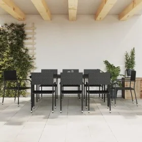 Juego de comedor de jardín 9 pzas ratán sintético y acero negro by , Garden sets - Ref: Foro24-3203279, Price: 377,08 €, Disc...
