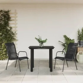Juego de comedor para jardín 3 piezas acero y textilene negro von , Gartensets - Ref: Foro24-3200690, Preis: 167,61 €, Rabatt: %