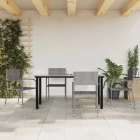 Juego de comedor jardín 5 pzas ratán sintético acero gris negro by , Garden sets - Ref: Foro24-3203300, Price: 234,55 €, Disc...
