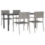 Juego de comedor jardín 5 pzas ratán sintético acero gris negro de , Conjuntos de jardín - Ref: Foro24-3203300, Precio: 222,9...