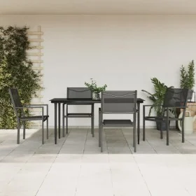 Juego de comedor para jardín 5 piezas acero y textilene negro by , Garden sets - Ref: Foro24-3200722, Price: 326,99 €, Discou...
