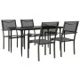 Juego de comedor para jardín 5 piezas acero y textilene negro de , Conjuntos de jardín - Ref: Foro24-3200722, Precio: 328,47 ...