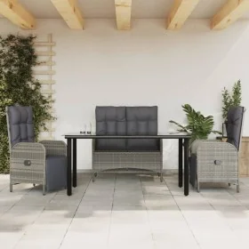 Juego de comedor de jardín 4 piezas con cojines ratán PE gris by , Garden sets - Ref: Foro24-3203508, Price: 589,83 €, Discou...