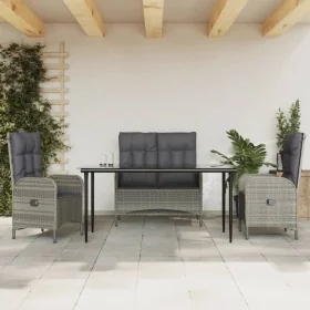 Juego de comedor de jardín 4 piezas con cojines ratán PE gris von , Gartensets - Ref: Foro24-3203503, Preis: 585,45 €, Rabatt: %
