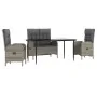 Juego de comedor de jardín 4 piezas con cojines ratán PE gris by , Garden sets - Ref: Foro24-3203503, Price: 565,24 €, Discou...