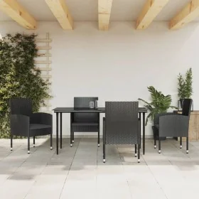 Juego de comedor de jardín 5 pzas ratán sintético y acero negro by , Garden sets - Ref: Foro24-3203340, Price: 390,21 €, Disc...