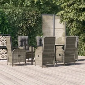 Set comedor jardín 7 pzas y cojines ratán sintético negro gris by , Garden sets - Ref: Foro24-3185202, Price: 1,00 €, Discoun...