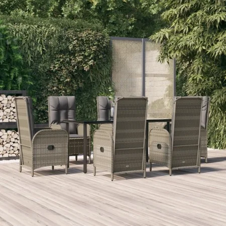 Set comedor jardín 7 pzas y cojines ratán sintético negro gris von , Gartensets - Ref: Foro24-3185202, Preis: 1,00 €, Rabatt: %