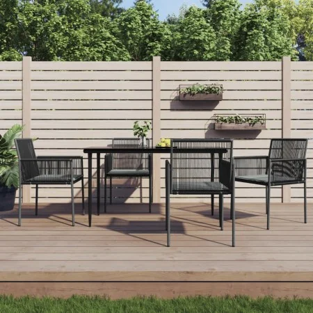 Set comedor jardín 5 pzas y cojines acero ratán sintético negro von , Gartensets - Ref: Foro24-3187067, Preis: 408,70 €, Raba...
