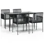 Set comedor jardín 5 pzas y cojines acero ratán sintético negro von , Gartensets - Ref: Foro24-3187067, Preis: 408,70 €, Raba...