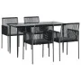 Set comedor jardín 5 pzas y cojines acero ratán sintético negro von , Gartensets - Ref: Foro24-3187067, Preis: 408,70 €, Raba...