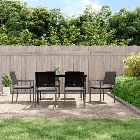 Juego comedor jardín 7 piezas y cojines ratán sintético y acero de , Conjuntos de jardín - Ref: Foro24-3187006, Precio: 387,7...