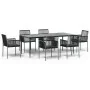 Set comedor jardín 7 pzas y cojines acero ratán sintético negro by , Garden sets - Ref: Foro24-3187071, Price: 656,90 €, Disc...