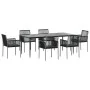 Set comedor jardín 7 pzas y cojines acero ratán sintético negro by , Garden sets - Ref: Foro24-3187071, Price: 656,90 €, Disc...