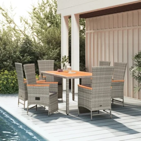 Set comedor jardín 7 pzas y cojines ratán sintético gris von , Gartensets - Ref: Foro24-3157558, Preis: 788,36 €, Rabatt: %