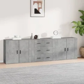 Aparadores 3 piezas madera contrachapada gris cemento von , Sideboards - Ref: Foro24-3185403, Preis: 255,26 €, Rabatt: %