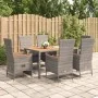 Set comedor jardín 7 pzas y cojines ratán sintético gris by , Garden sets - Ref: Foro24-3157551, Price: 878,41 €, Discount: %