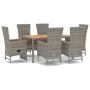 Set comedor jardín 7 pzas y cojines ratán sintético gris by , Garden sets - Ref: Foro24-3157551, Price: 878,41 €, Discount: %