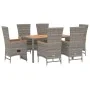 Set comedor jardín 7 pzas y cojines ratán sintético gris by , Garden sets - Ref: Foro24-3157551, Price: 878,41 €, Discount: %