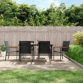 Juego de comedor para jardín 7 piezas acero y textilene negro von , Gartensets - Ref: Foro24-3187038, Preis: 471,94 €, Rabatt: %