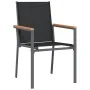 Juego de comedor para jardín 7 piezas acero y textilene negro by , Garden sets - Ref: Foro24-3187038, Price: 471,94 €, Discou...