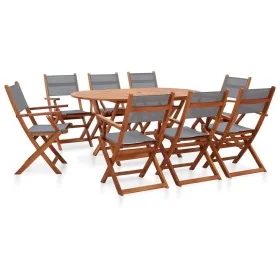Set de comedor de jardín 9 pzas madera eucalipto textilene gris von , Gartensets - Ref: Foro24-278912, Preis: 658,19 €, Rabat...