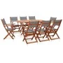 Set de comedor de jardín 9 pzas madera eucalipto textilene gris de , Conjuntos de jardín - Ref: Foro24-278912, Precio: 658,19...