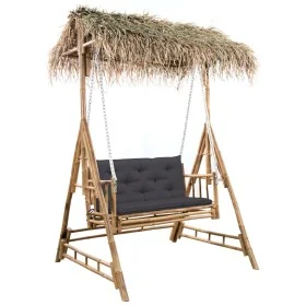 Banco columpio de 2 plazas hojas de palma y cojín bambú 202 cm by , Garden rockers - Ref: Foro24-3063933, Price: 476,81 €, Di...