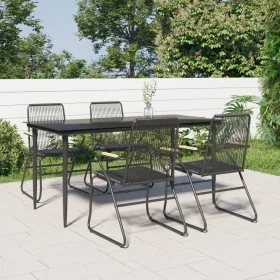 Juego de comedor de jardín 5 piezas ratán PVC negro by , Garden sets - Ref: Foro24-3156576, Price: 347,83 €, Discount: %
