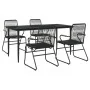 Juego de comedor de jardín 5 piezas ratán PVC negro de , Conjuntos de jardín - Ref: Foro24-3156576, Precio: 347,74 €, Descuen...