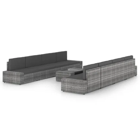 Juego muebles de jardín 9 pzas y cojines ratán sintético gris von , Gartensets - Ref: Foro24-3067176, Preis: 845,52 €, Rabatt: %