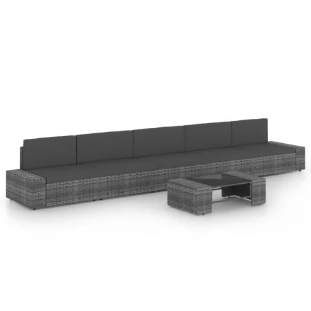 Juego muebles de jardín 6 pzas y cojines ratán sintético gris von , Gartensets - Ref: Foro24-3067181, Preis: 548,08 €, Rabatt: %