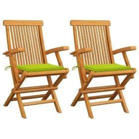 Sillas de jardín 2 uds madera teca con cojines verde brillante von , Gartenstühle - Ref: Foro24-3062498, Preis: 181,60 €, Rab...