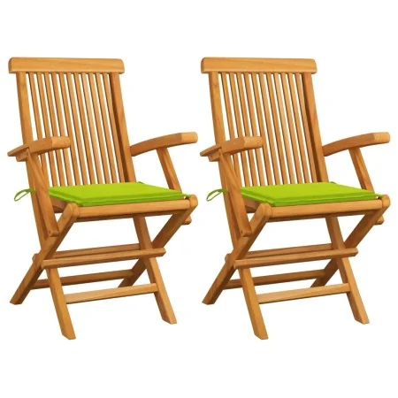 Sillas de jardín 2 uds madera teca con cojines verde brillante von , Gartenstühle - Ref: Foro24-3062498, Preis: 181,60 €, Rab...
